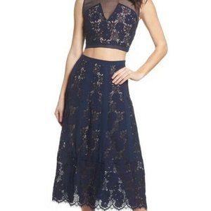 Foxiedox Navy Blue Set Sz M Crop Top and Skirt